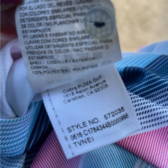 Puma Blue and Pink Striped Gradient Polo Size Medium MSP$50 - Picture 12 of 16